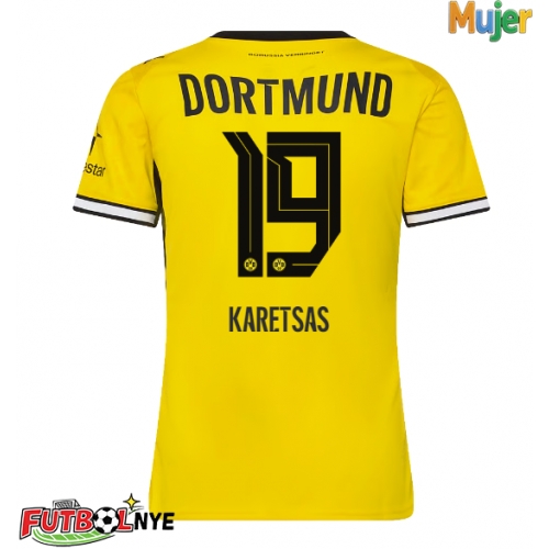 Camiseta Borussia Dortmund Konstantinos Karetsas #19 Primera Equipación para mujer 2026-27 manga corta